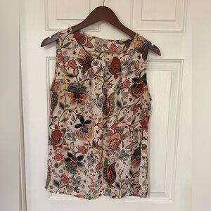 LOFT Outlet Floral Sleeveless Blouse - Cream and Multicolor
